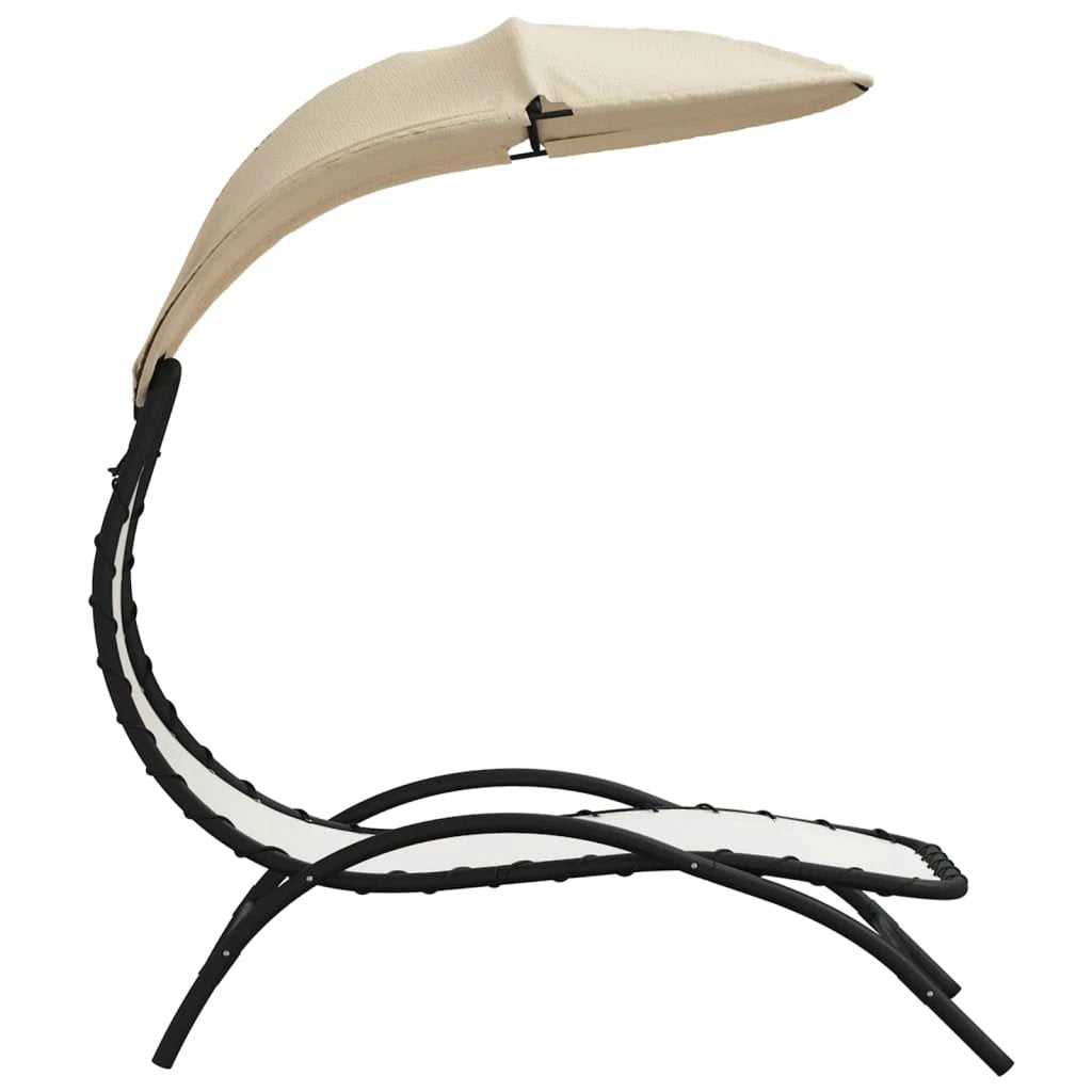 vidaXL Sun Lounger with Canopy Cream 167x80x195 cm Fabric and Steel by vidaXL