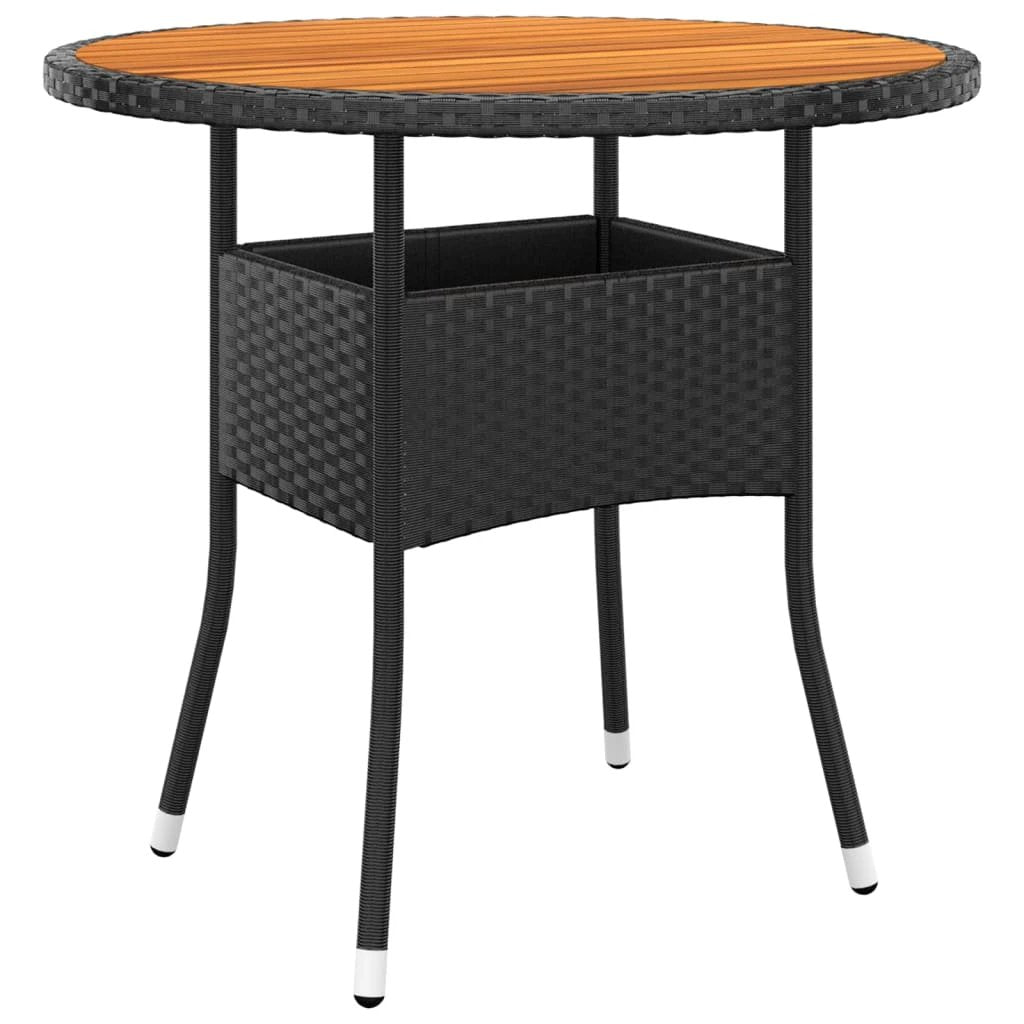 vidaXL Garden Table Ø80x75 cm Acacia Wood and Poly Rattan Black by vidaXL