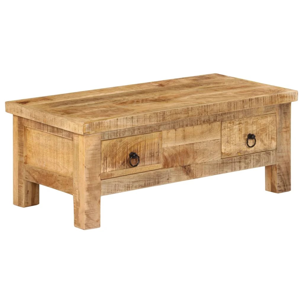 vidaXL VidaXL Coffee Table 90x45x35 cm Solid Mango Wood Antique Finish Handmade Rustic Living Room Decor - Coffee Table