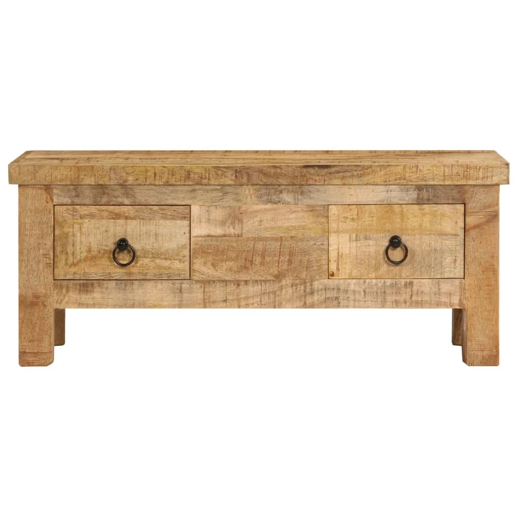 vidaXL VidaXL Coffee Table 90x45x35 cm Solid Mango Wood Antique Finish Handmade Rustic Living Room Decor - Coffee Table