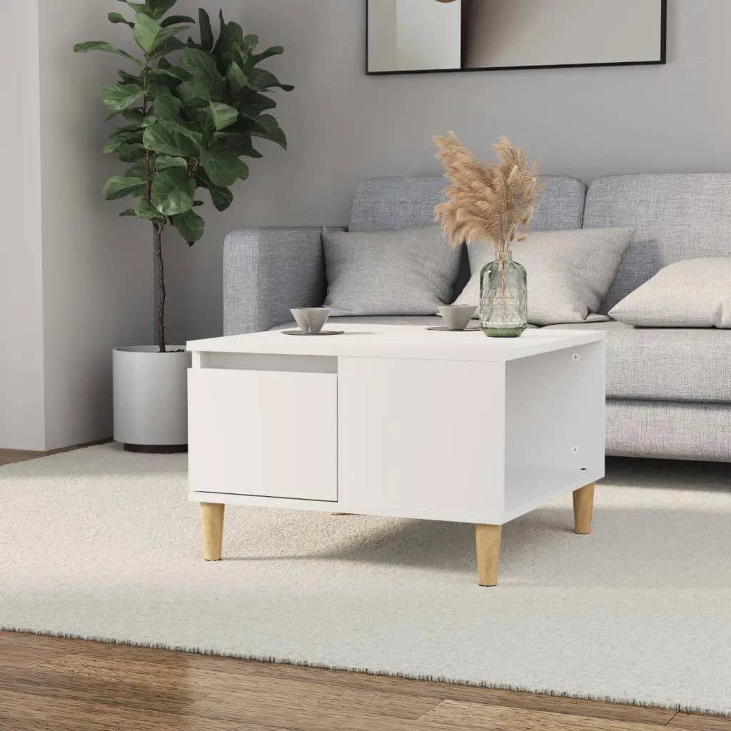 VidaXL Coffee Table 55x55x36.5 cm Engineered Wood Moisture-Resistant White Finish For Living Room Decor by vidaXL