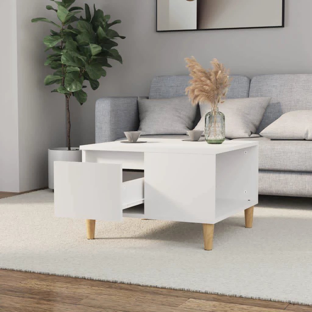 VidaXL Coffee Table 55x55x36.5 cm Engineered Wood Moisture-Resistant White Finish For Living Room Decor by vidaXL