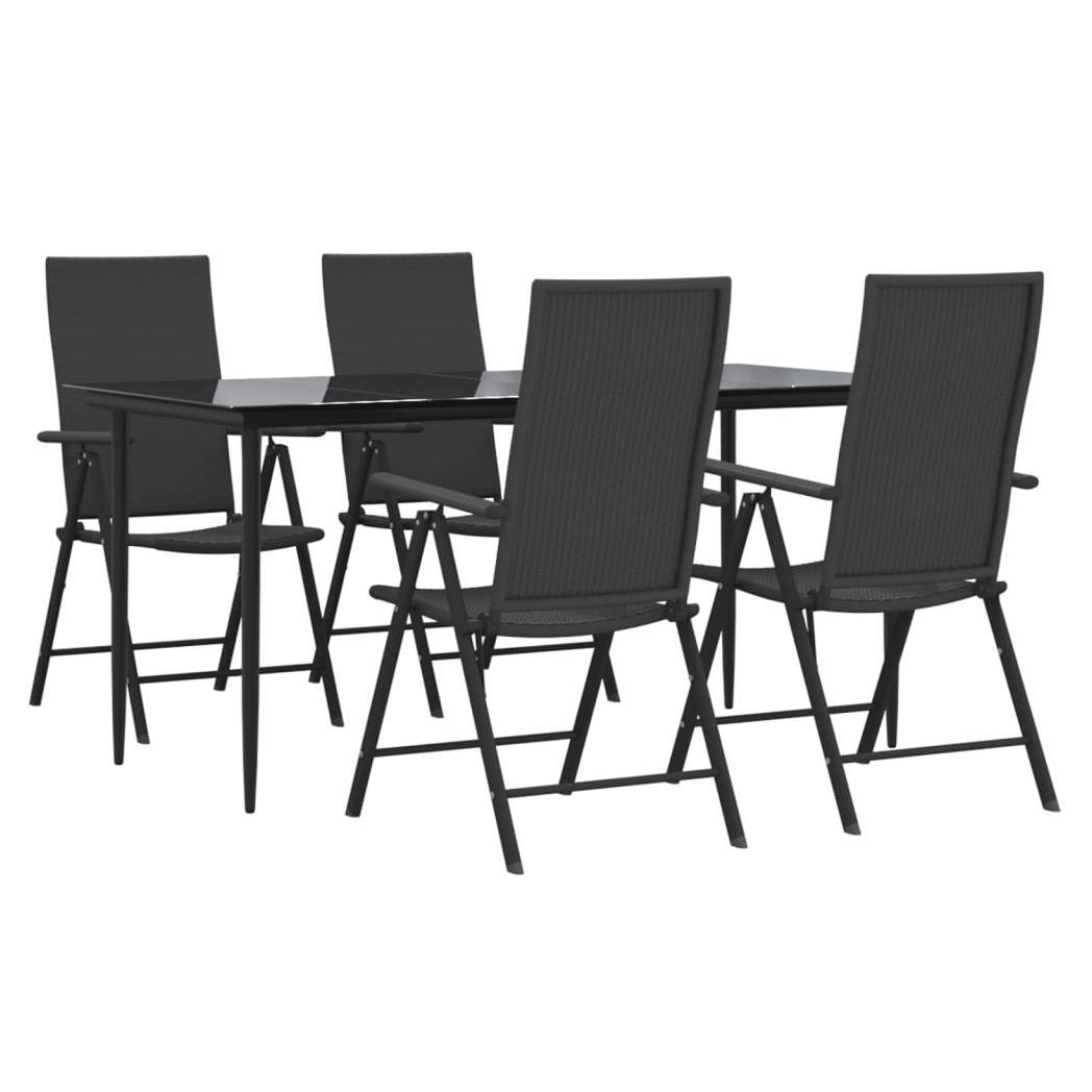 VidaXL 5 Piece Garden Dining Set Black Poly Rattan Weather-Resistant Outdoor Furniture for Patio by vidaXL