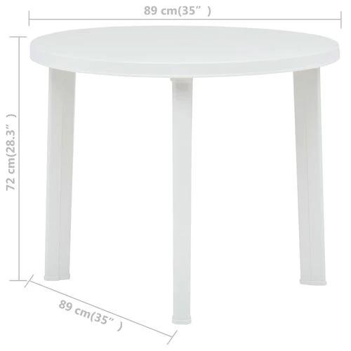 vidaXL Garden Table White 89 cm Plastic by vidaXL