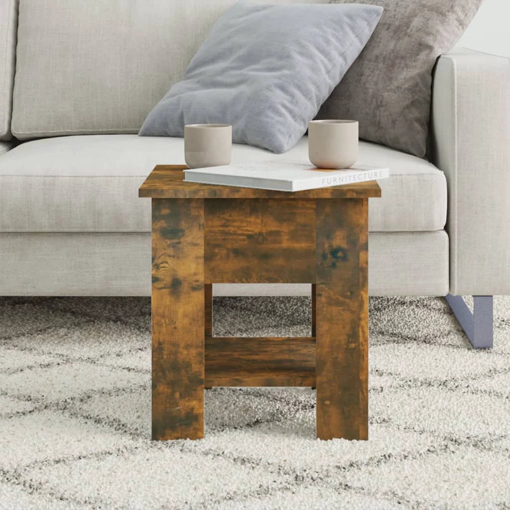 VidaXL Coffee Table 40x40x42 Cm Smoked Oak With Storage Shelf For Living Room Decor by vidaXL
