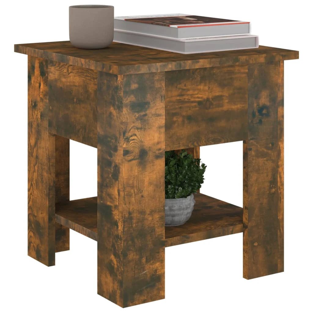 VidaXL Coffee Table 40x40x42 Cm Smoked Oak With Storage Shelf For Living Room Decor by vidaXL