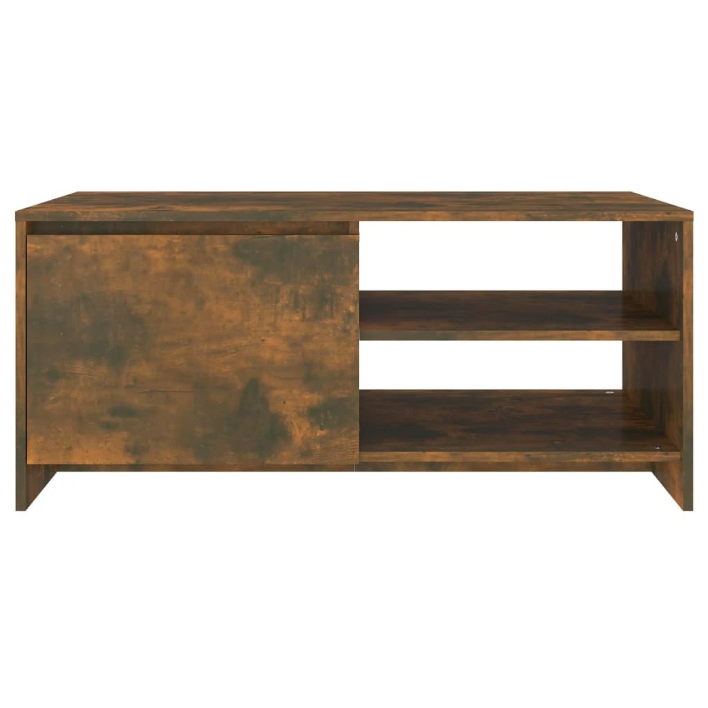 vidaXL Coffee Table 102x50x45 cm Engineered Wood With Smoked Oak Finish And Storage For Living Room by vidaXL