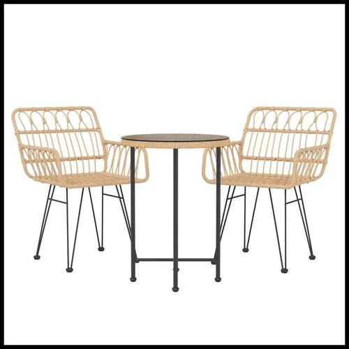 vidaXL 3 Piece Garden Dining Set with Weather Resistant Poly Rattan for Outdoor Entertaining by vidaXL
