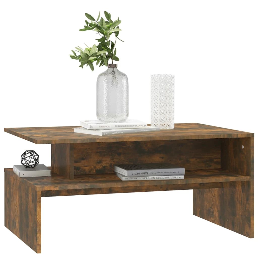 vidaXL Coffee Table 90x60x42.5 cm Smoked Oak Engineered Wood For Modern Living Room Decor by vidaXL