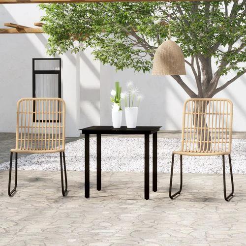 vidaXL vidaXL 3 Piece Garden Dining Set Oak with Sturdy Steel Frame and Easy Clean Glass Top for Outdoor Entertaining - Garden Set