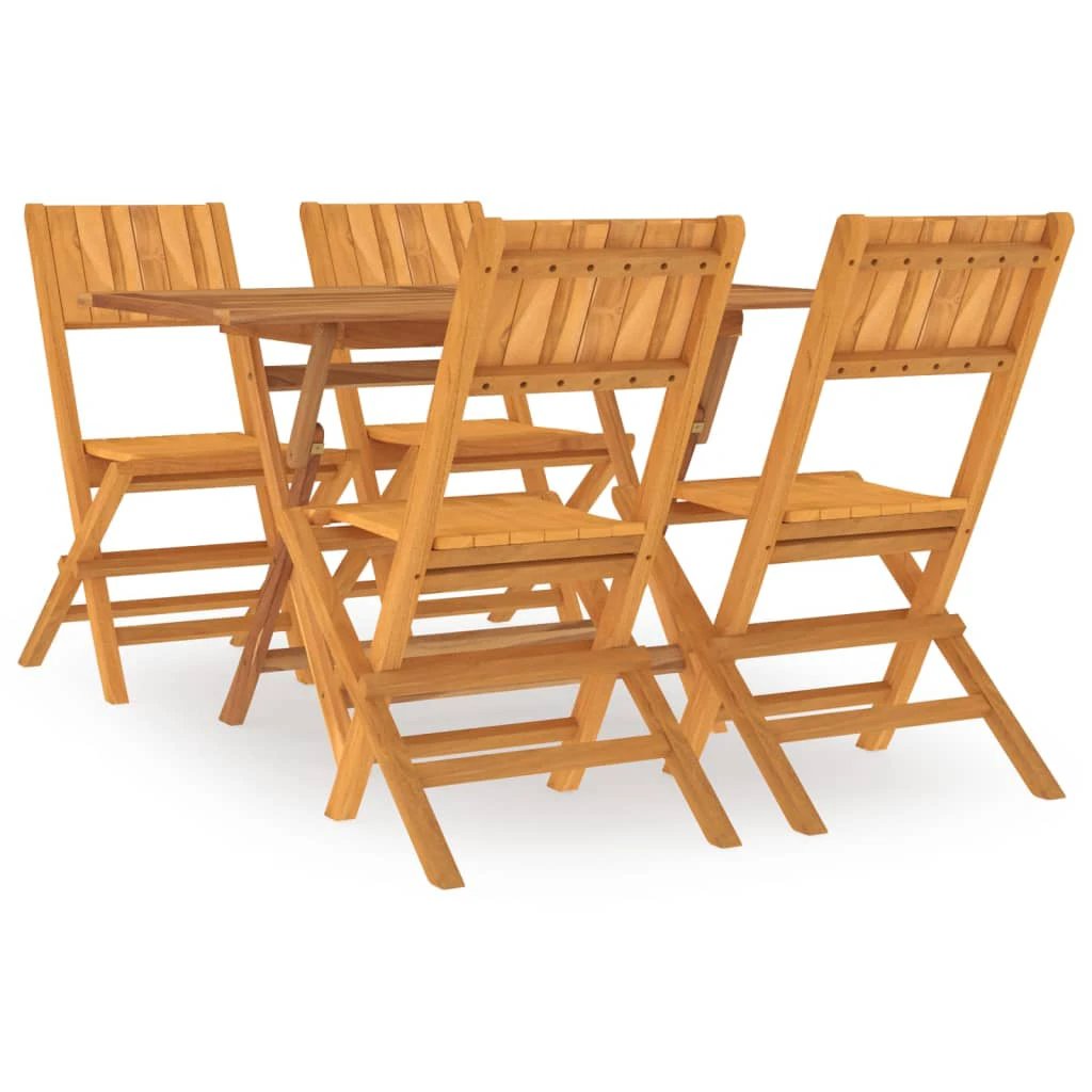 VidaXL Garden Dining Set 5 Piece Solid Teak Wood All Weather Outdoor Patio Al Fresco Ready by vidaXL