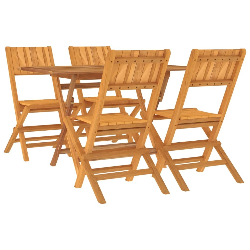VidaXL Garden Dining Set 5 Piece Solid Teak Wood All Weather Outdoor Patio Al Fresco Ready by vidaXL