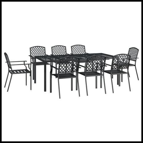 vidaXL vidaXL 3 Piece Garden Dining Set with Anthracite Steel Construction and Elegant Design for Outdoor Entertaining - Garden Set