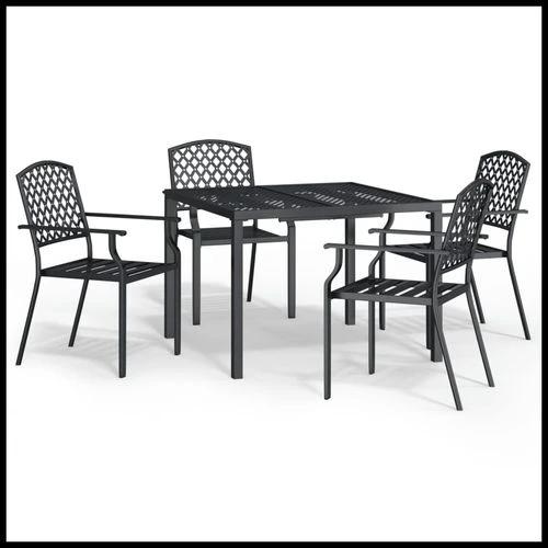vidaXL 3 Piece Garden Dining Set with Anthracite Steel Construction and Elegant Design for Outdoor Entertaining by vidaXL