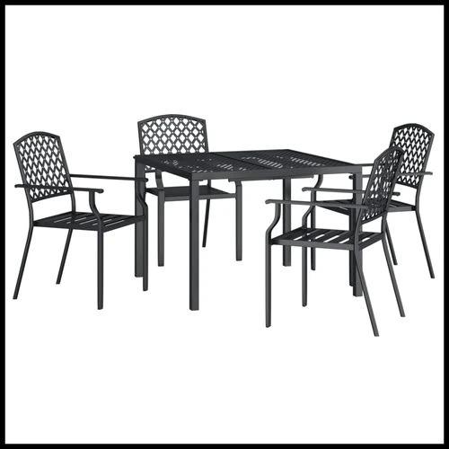 vidaXL 3 Piece Garden Dining Set with Anthracite Steel Construction and Elegant Design for Outdoor Entertaining by vidaXL