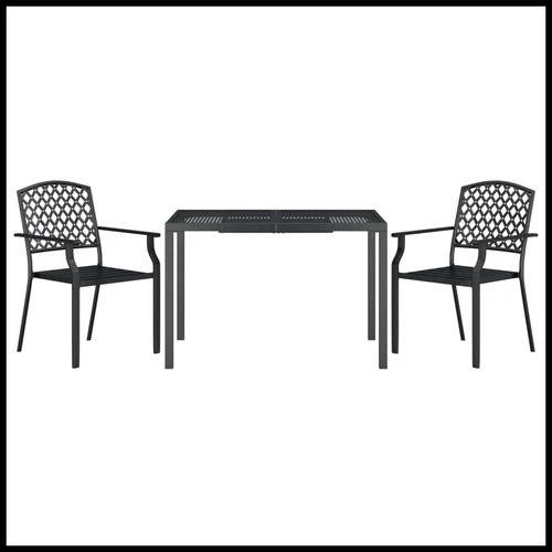 vidaXL vidaXL 3 Piece Garden Dining Set with Anthracite Steel Construction and Elegant Design for Outdoor Entertaining - Garden Set