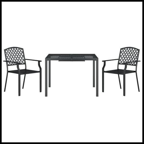 vidaXL 3 Piece Garden Dining Set with Anthracite Steel Construction and Elegant Design for Outdoor Entertaining by vidaXL