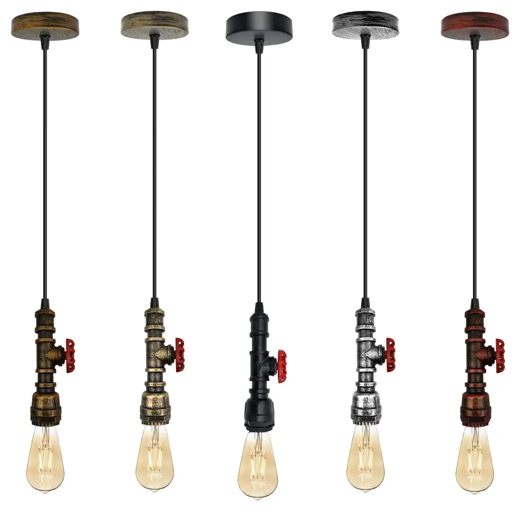 Un-branded Vintage industrial metal pendant pipe light E27 fitting 95cm adjustable cable - Pendant Lights