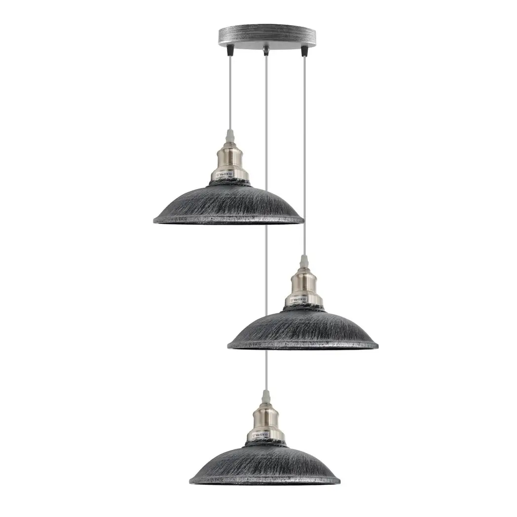 Un-branded 3 Head Vintage Industrial E27 Ceiling Hanging Light Shade Metal Pendant Lamp - Pendant Lights