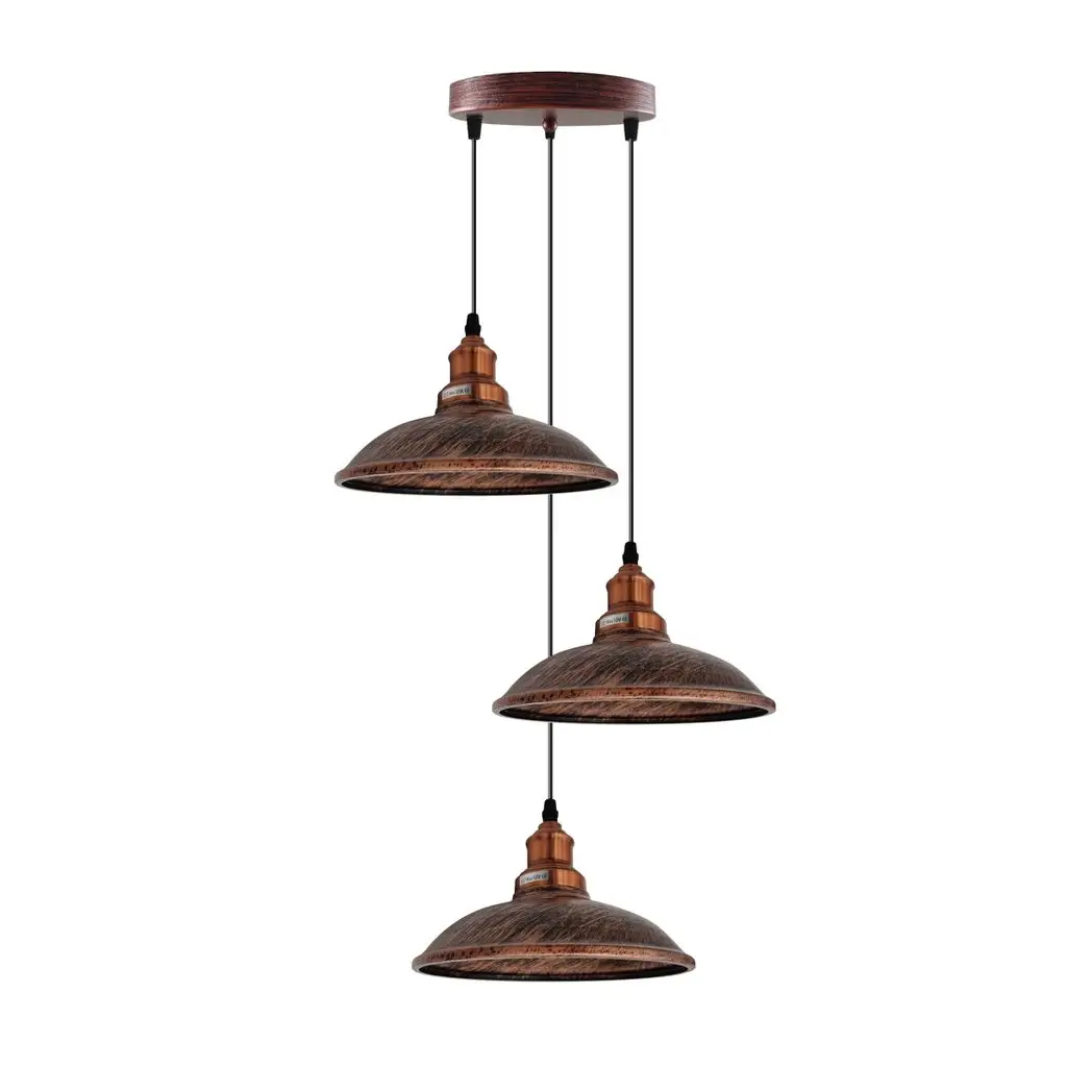 Un-branded 3 Head Vintage Industrial E27 Ceiling Hanging Light Shade Metal Pendant Lamp - Pendant Lights