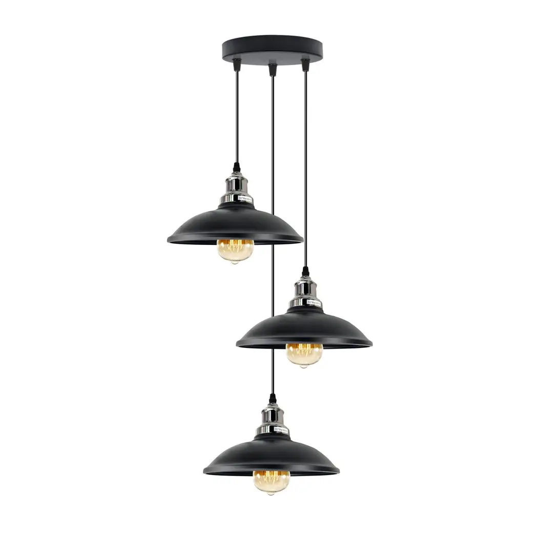 Un-branded 3 Head Vintage Industrial E27 Ceiling Hanging Light Shade Metal Pendant Lamp - Pendant Lights