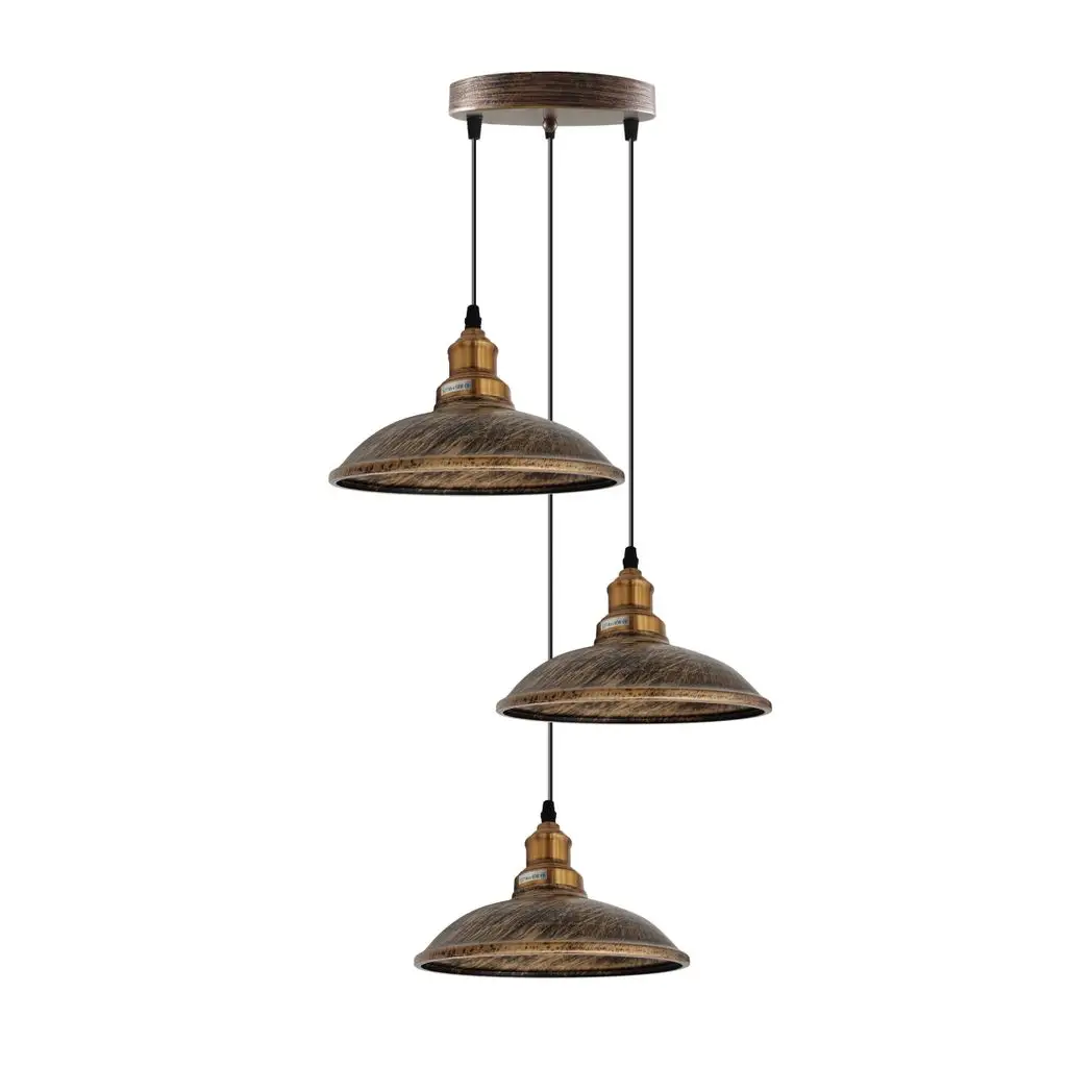 Un-branded 3 Head Vintage Industrial E27 Ceiling Hanging Light Shade Metal Pendant Lamp - Pendant Lights
