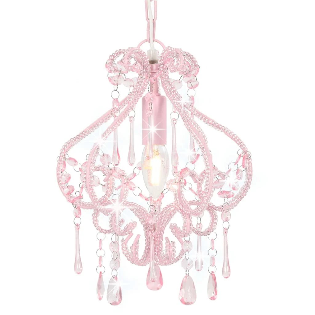 vidaXL Ceiling Lamp with Beads White Round E14 by vidaXL