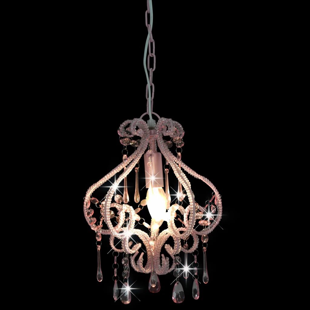 vidaXL Ceiling Lamp with Beads White Round E14 by vidaXL
