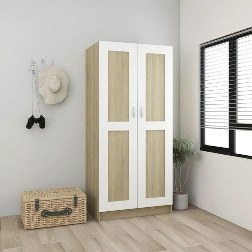 vidaXL vidaXL Engineered Wood Wardrobe 82.5x51.5x180 cm Smoked Oak Finish with Ample Storage for Home Organization - Wardrobe