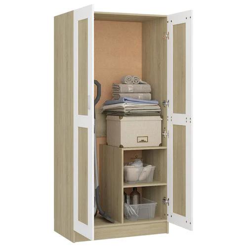 vidaXL vidaXL Engineered Wood Wardrobe 82.5x51.5x180 cm Smoked Oak Finish with Ample Storage for Home Organization - Wardrobe