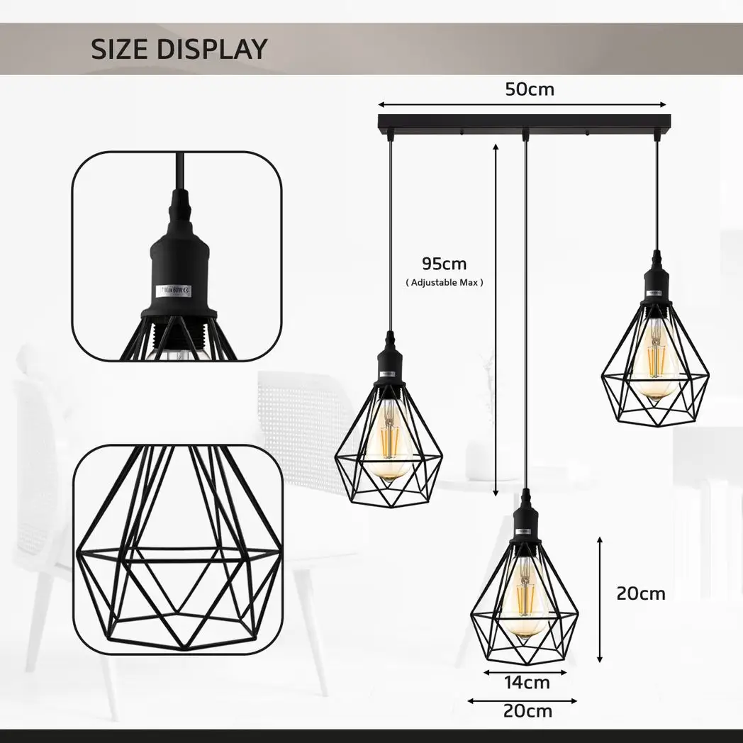 Un-branded Pendant Industrial Ceiling Light Fitting, Metal Open Style Vintage Lamp Shade - Pendant Lights