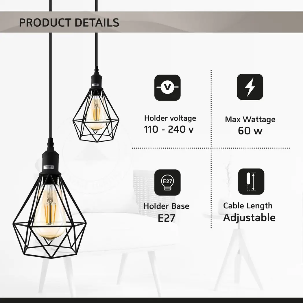 Un-branded Pendant Industrial Ceiling Light Fitting, Metal Open Style Vintage Lamp Shade - Pendant Lights