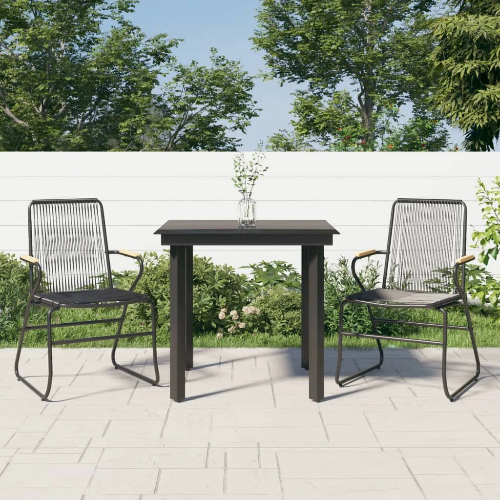 VidaXL 5 Piece Garden Dining Set Black PVC Rattan Outdoor by vidaXL