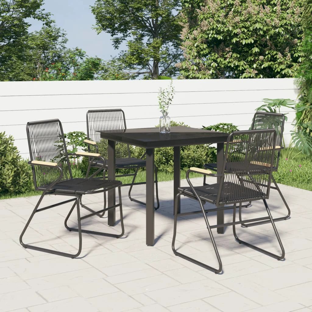 VidaXL 5 Piece Garden Dining Set Black PVC Rattan Outdoor by vidaXL