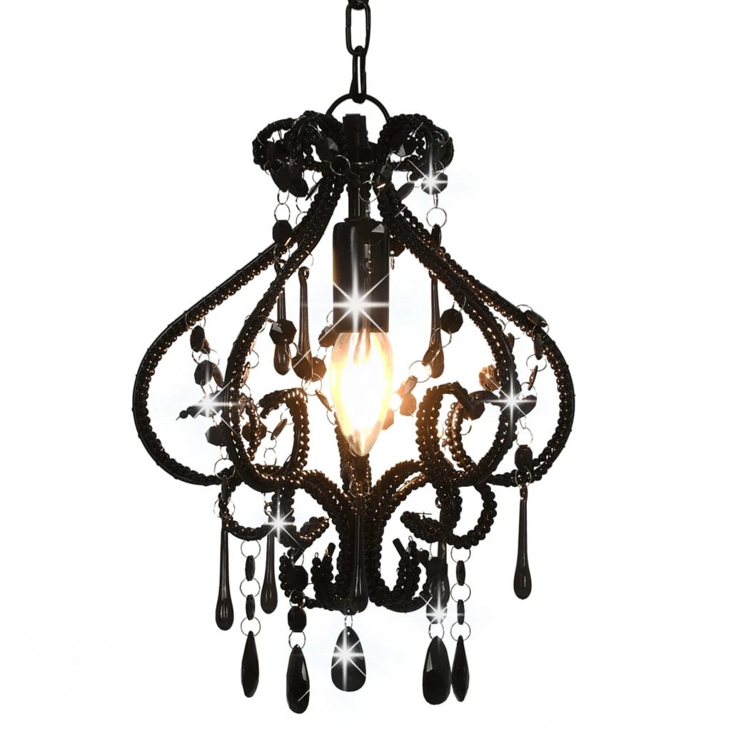 vidaXL Ceiling Lamp with Beads White Round E14 by vidaXL