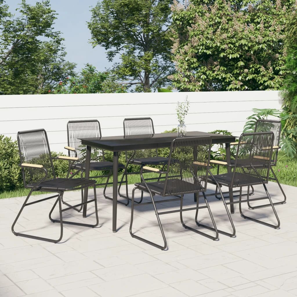 VidaXL 5 Piece Dining Set Black PVC Rattan Durable Outdoor by vidaXL