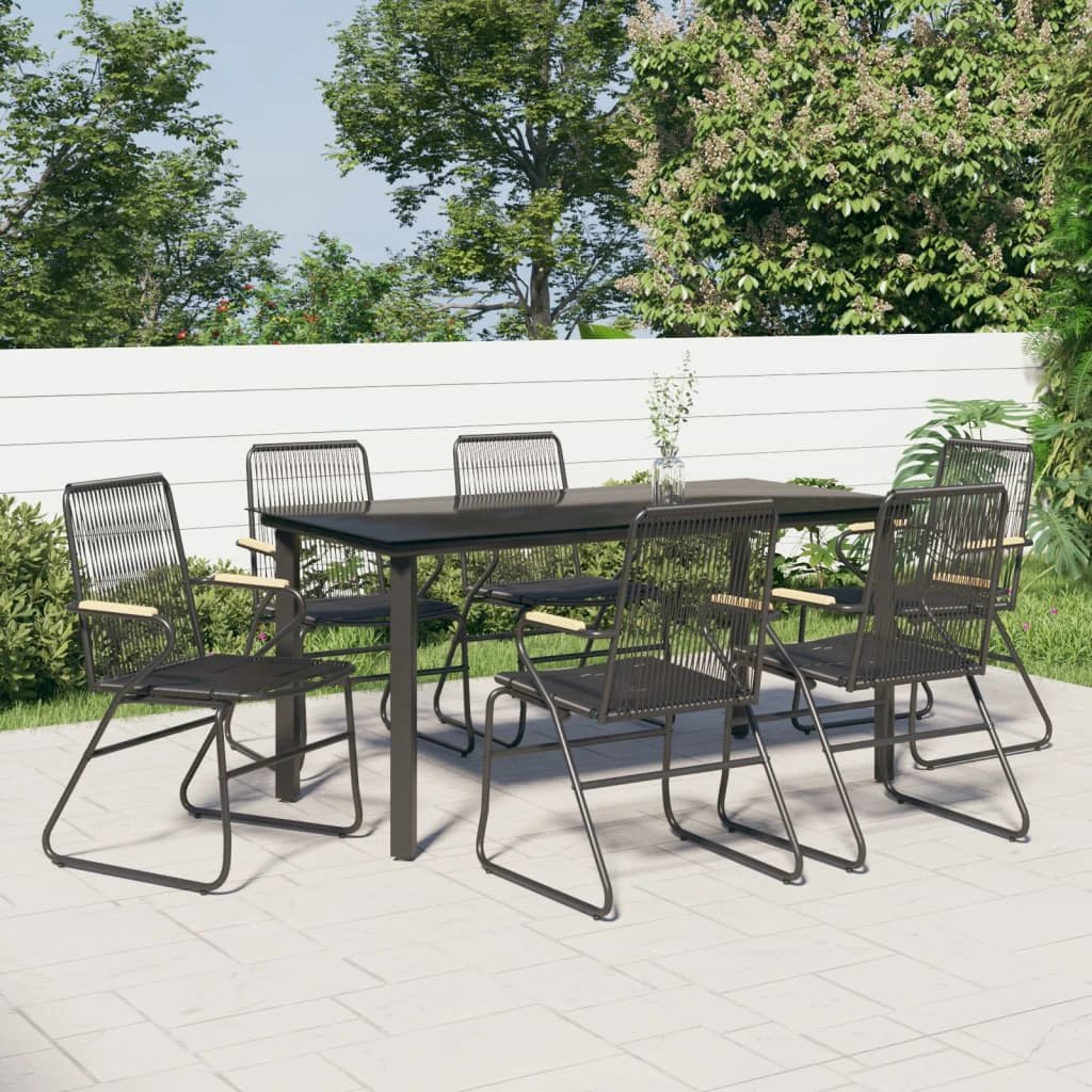 VidaXL 5 Piece Garden Dining Set Black PVC Rattan Outdoor by vidaXL