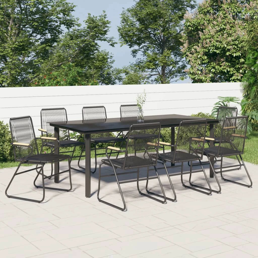 VidaXL 5 Piece Garden Dining Set Black PVC Rattan Outdoor by vidaXL