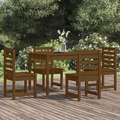 vidaXL VidaXL 5 Piece Garden Dining Set 121x82.5x76 cm Solid Pine Wood Rustic Outdoor Patio Furniture - Garden Set