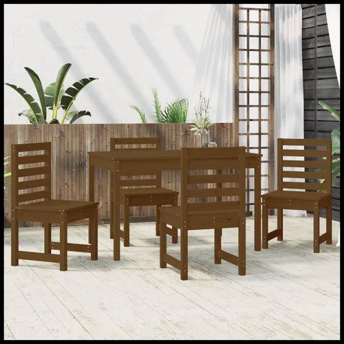 vidaXL VidaXL 5 Piece Garden Dining Set 121x82.5x76 cm Solid Pine Wood Rustic Outdoor Patio Furniture - Garden Set