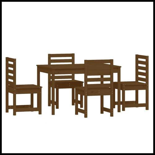 vidaXL VidaXL 5 Piece Garden Dining Set 121x82.5x76 cm Solid Pine Wood Rustic Outdoor Patio Furniture - Garden Set