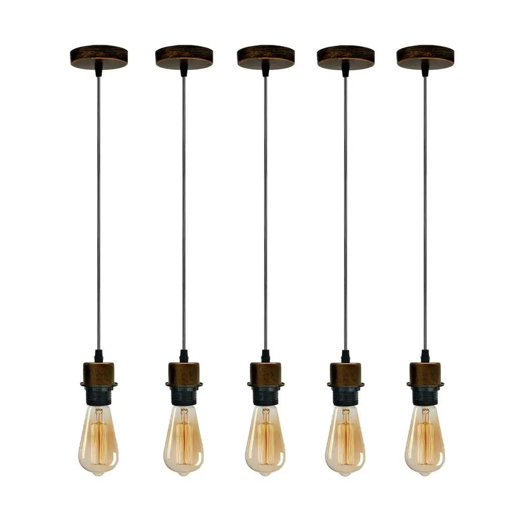 Un-branded 5 Pack Industrial Pendant Light Fitting, Lampshade Addable E27 Lamp Holder Light, - Pendant Lights