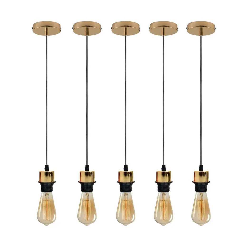 Un-branded 5 Pack Industrial Pendant Light Fitting, Lampshade Addable E27 Lamp Holder Light, - Pendant Lights