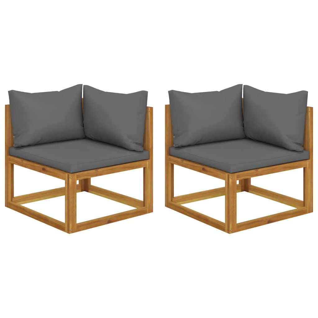vidaXL VidaXL Sectional Corner Sofa Set TwoPiece Outdoor Cushioned Acacia Wood For Patio - Sofa