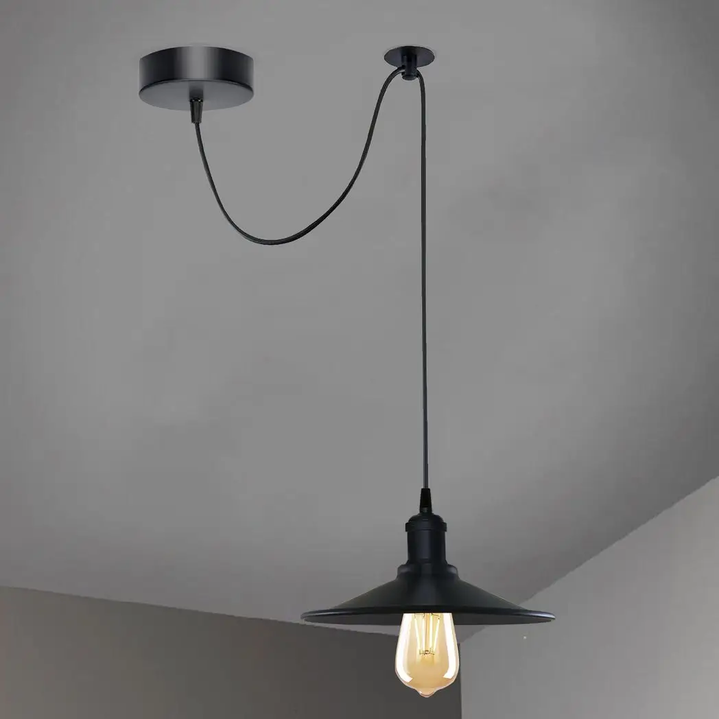 Un-branded Black Vintage Cone shaped shade Ceiling Pendant Light Fitting with Adjustable Cord Light Fixture - Pendant Lights