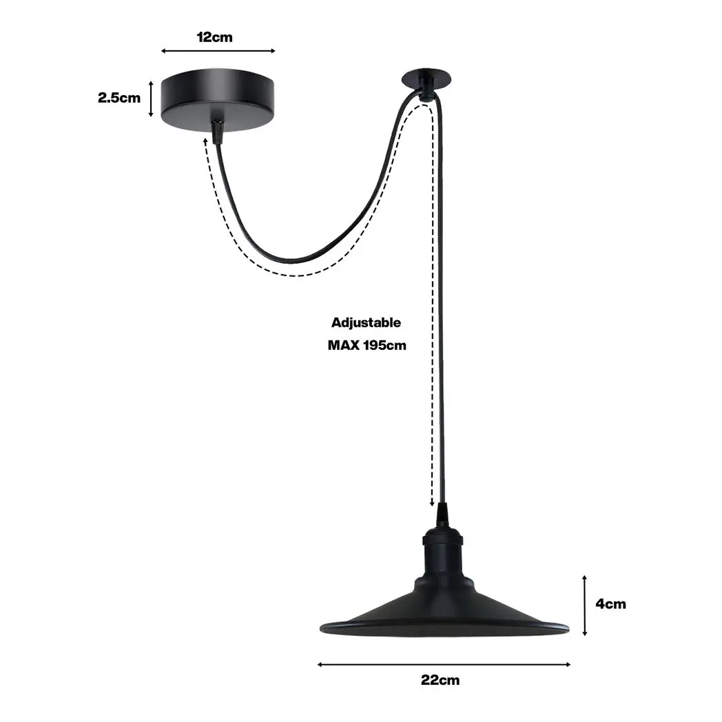 Un-branded Black Vintage Cone shaped shade Ceiling Pendant Light Fitting with Adjustable Cord Light Fixture - Pendant Lights