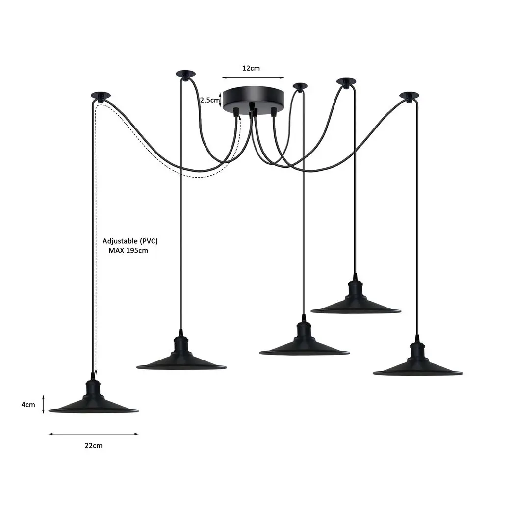 Un-branded Black Vintage Cone shaped shade Ceiling Pendant Light Fitting with Adjustable Cord Light Fixture - Pendant Lights