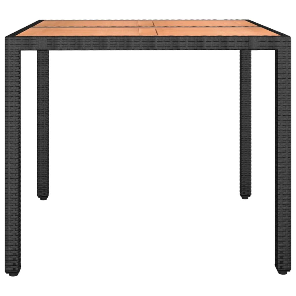 vidaXL vidaXL Garden Table with Wooden Top Black Poly Rattan&Solid Wood Acacia - Garden Table