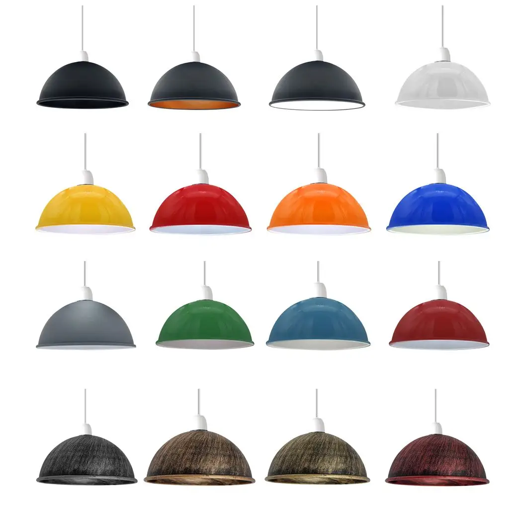 Unbranded Vintage Industrial Easy Fit Dome Shaped Lamp Shade Ceiling, Pendant, Wall Light Metal E27 Light Fitting 60W - Pendant Lights