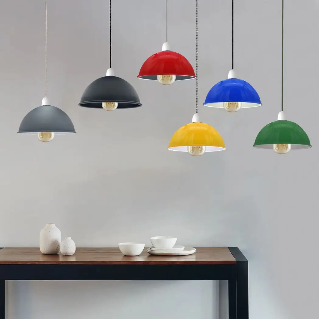 Unbranded Vintage Industrial Easy Fit Dome Shaped Lamp Shade Ceiling, Pendant, Wall Light Metal E27 Light Fitting 60W - Pendant Lights